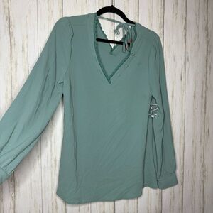 Modcloth NWT Teal V-Neck Blouse Medium